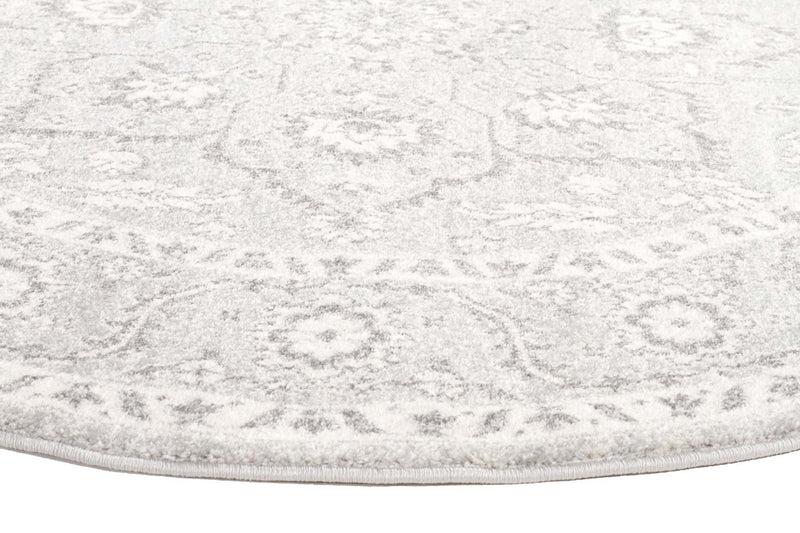 Evo-Silver Flower Transitional Round Rug-RUG HOME