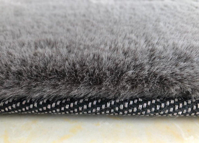 Gun Metal Pony Ultra Soft Faux Fur Luxurious Modern Rug Floor Mat