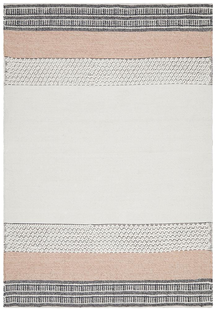 Hudson-Esha Textured Woven Rug White Peach