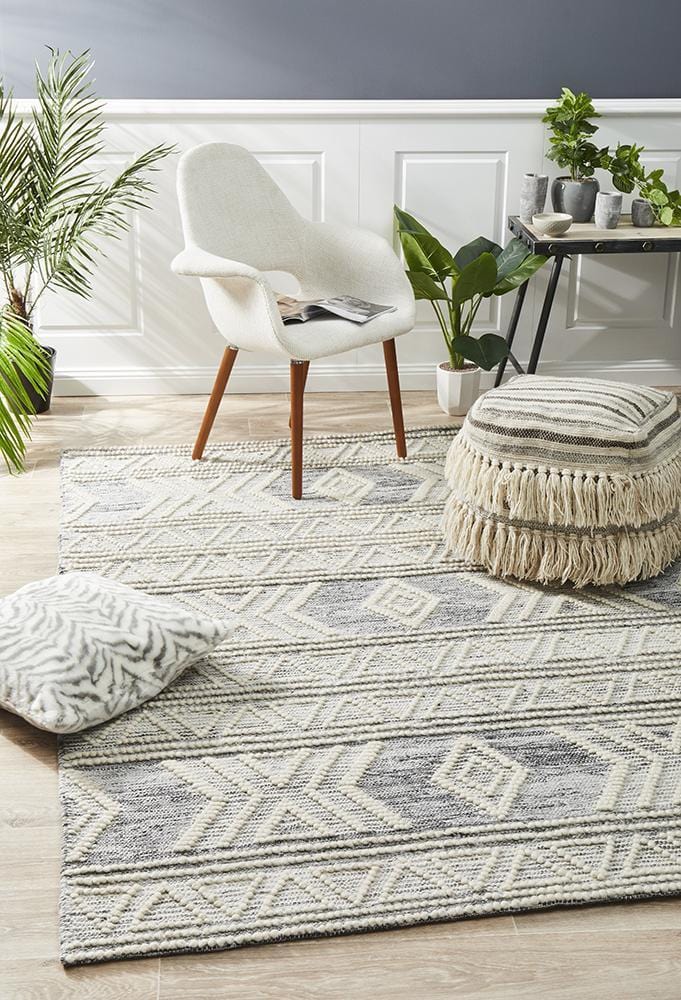 Hudson-Esha Woven Tribal Rug Silver Grey