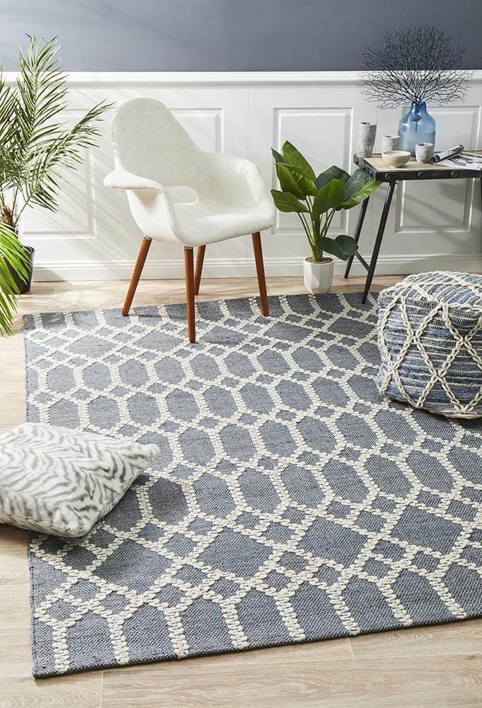 Hudson-Krisha Tribal Trellis Rug Rustic Blue