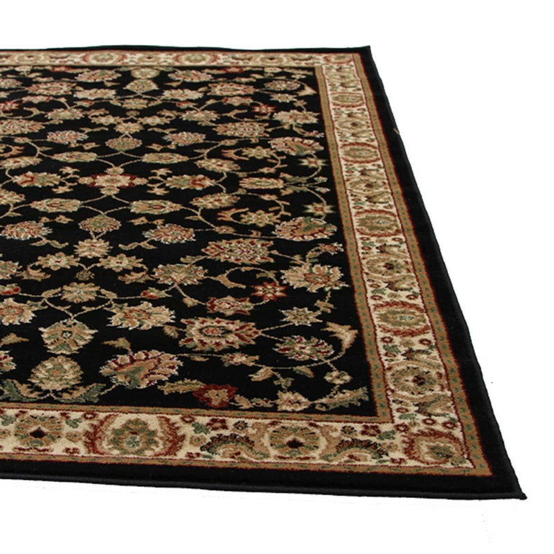 Istanbul-Traditional Floral Design Rug Black