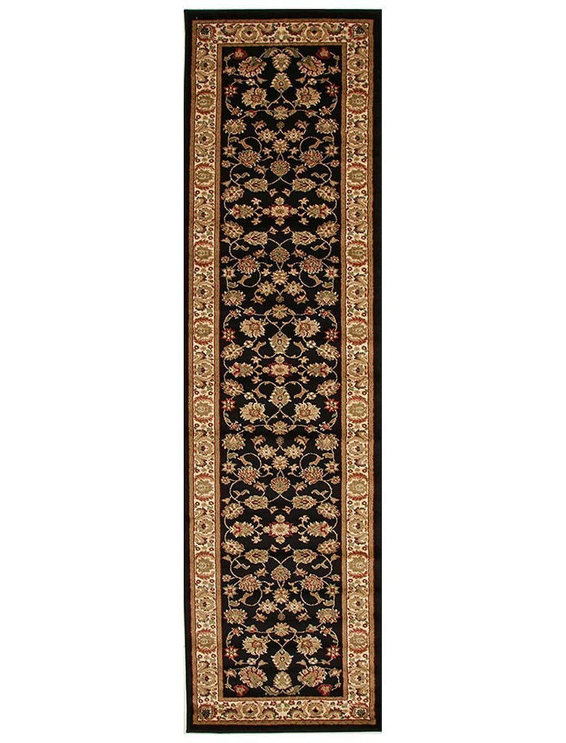 Istanbul-Traditional Floral Design Rug Black