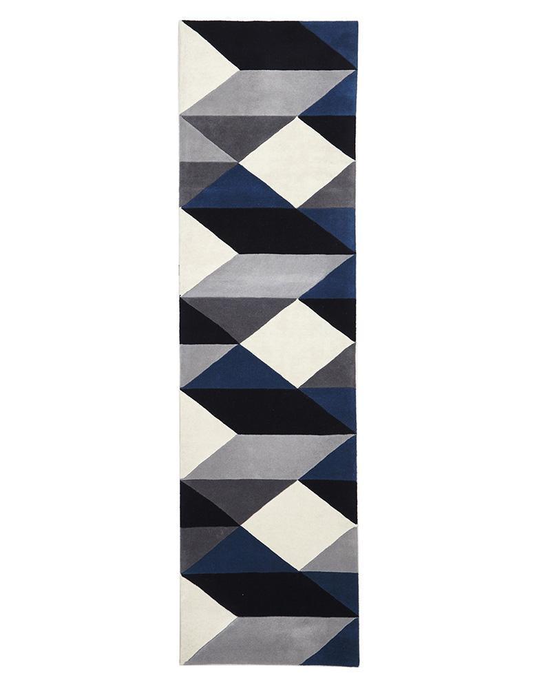 Matrix-Digital Designer Wool Rug Blue Grey White-RUG HOME
