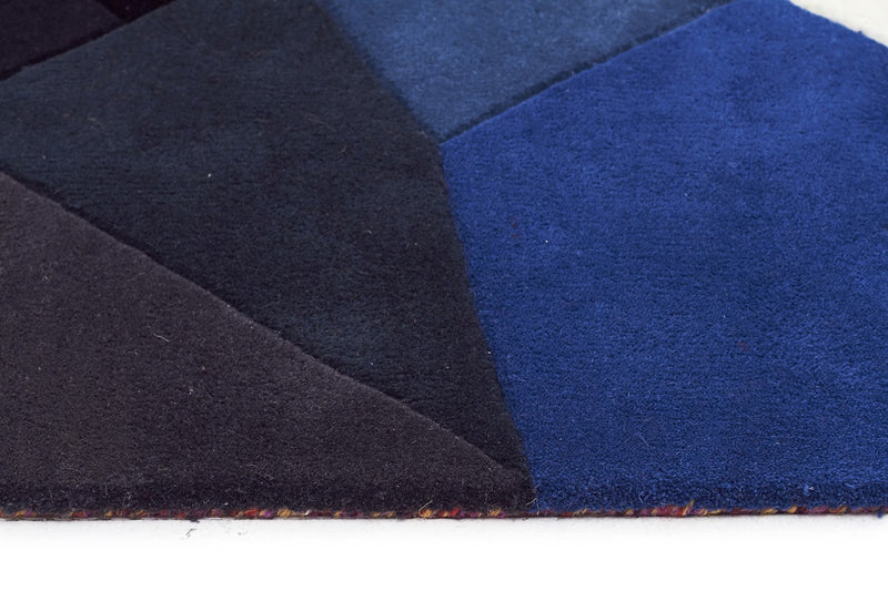 Matrix-Eclectic Designer Wool Rug Blue Rust Purple-RUG HOME