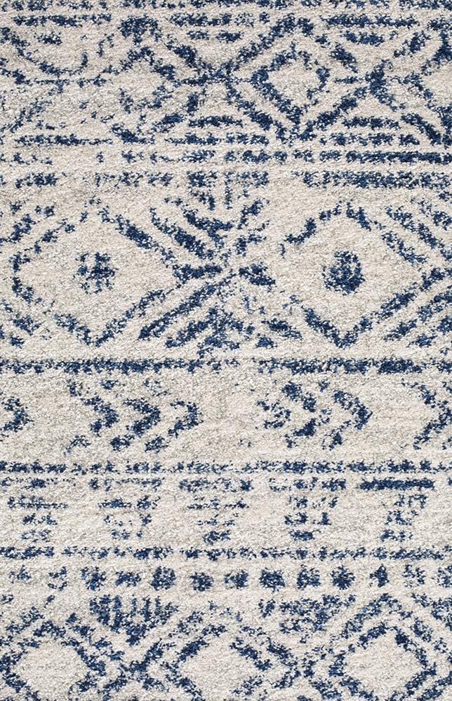 Oasis-Oasis Ismail White Blue Rustic Round Rug