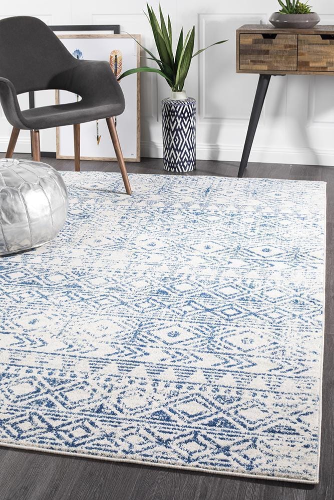 Oasis-Oasis Ismail White Blue Rustic Rug