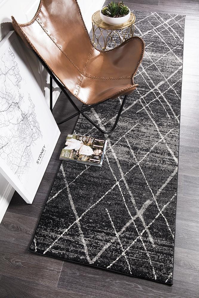 Oasis-Oasis Noah Charcoal Contemporary Runner Rug