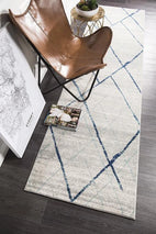 Oasis-Oasis Noah White Blue Contemporary Runner Rug