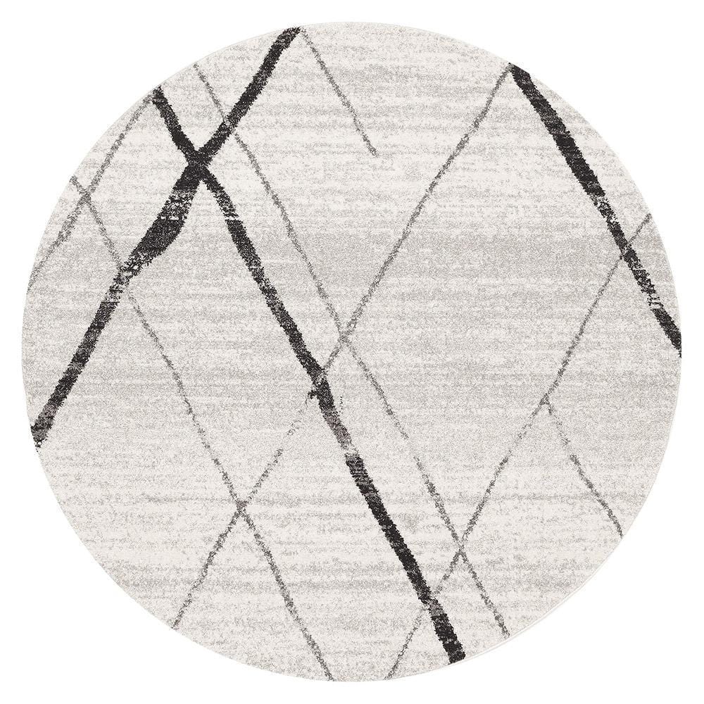 Oasis-Oasis Noah White Grey Contemporary Round Rug