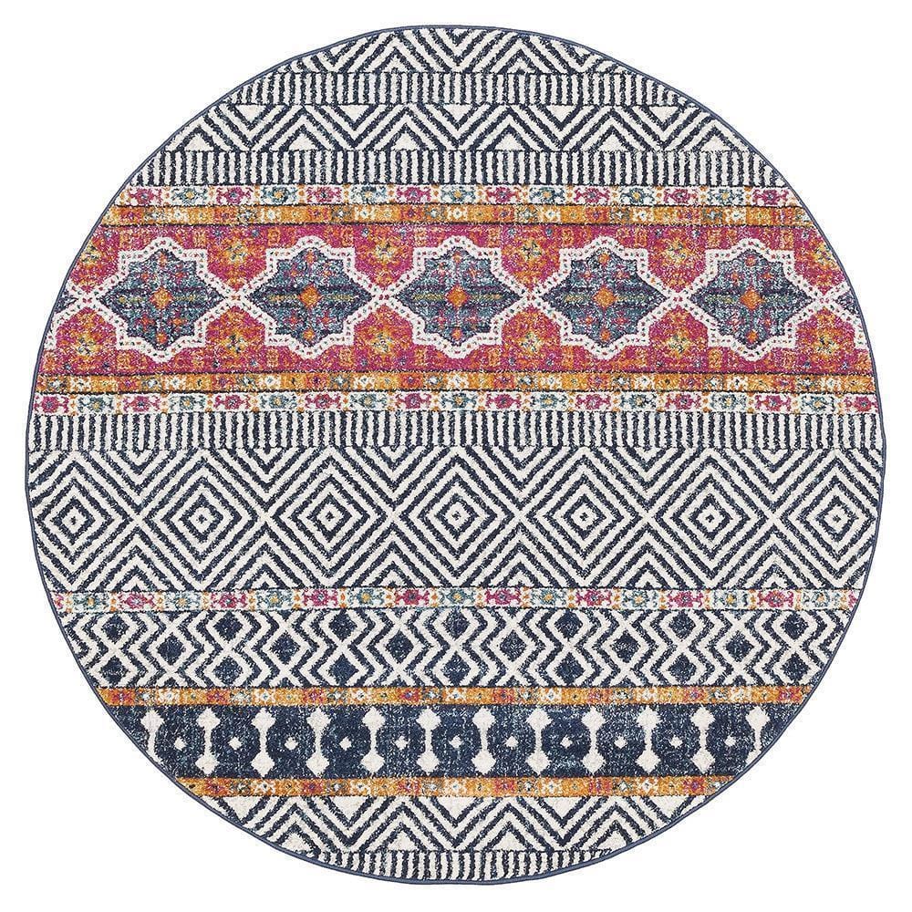 Oasis-Oasis Sabrina Multi Tribal Round Rug