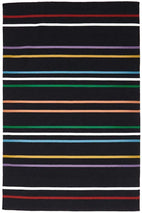 Skandi-Oslo Stripe Flat Weave Wool Rug Multi Black-RUG HOME