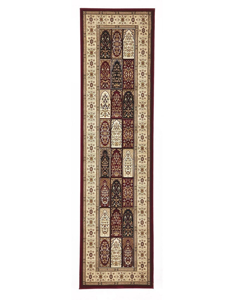 Sydney-Traditional Panel Design Burgundy with Ivory-RUG HOME